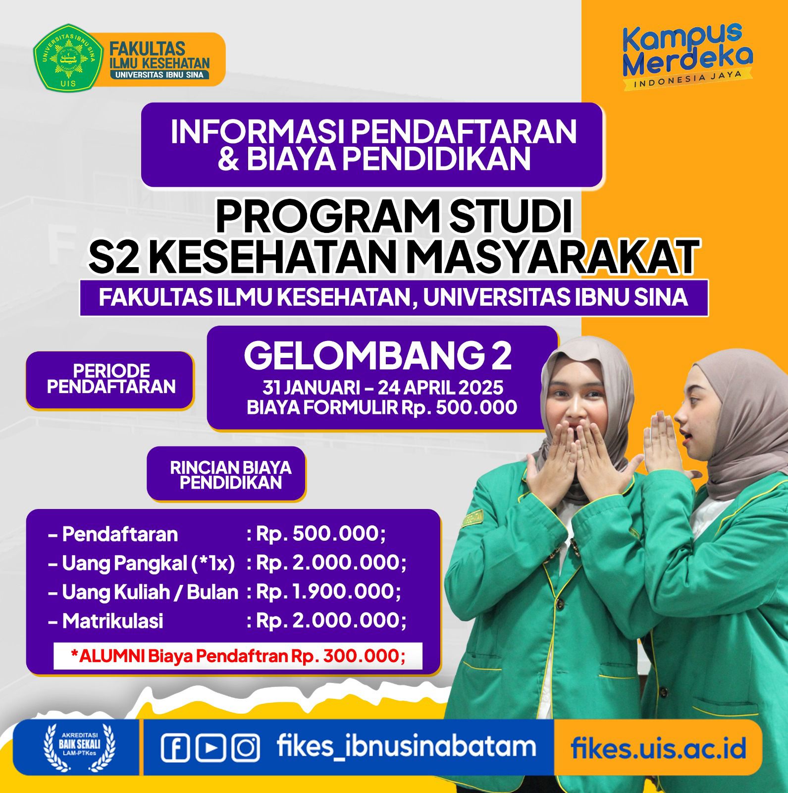 Penerimaan Mahasiswa Baru Program Magister Kesehatan Masyarakat (S2 Kesmas) Universitas Ibnu Sina Batam